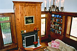 Custom knotty pine library cabinetry