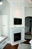 Lakefront home custom fireplace surround
